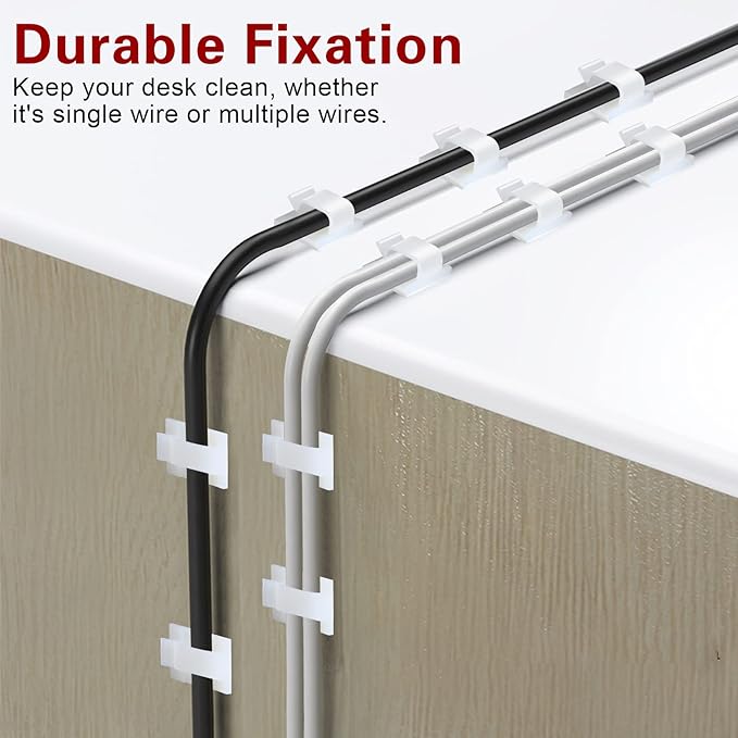 XHF 5/8” Adhesive Cord Clips White 60pcs, Outdoor Christmas Light Clips - Image 6