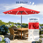 ABCCANOPY Durable Solar Led Patio Umbrellas with 32LED Lights 11FT（Red） - Image 5
