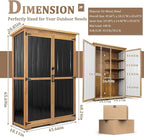 PetsCosset 46" L Large Outdoor Storage Cabinet with Shelves, Wood & Metal Storage Shed Weather-Resistant, Outside Storage Cabinet for Garage Patio Backyard Garden with Waterproof Roof - Image 2