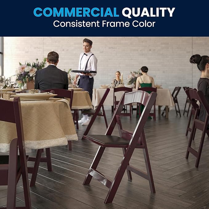 Flash Furniture Hercules Series Folding Chair - Red Mahogany Resin – 2 Pack 800LB Weight Capacity Comfortable Event Chair - Light Weight Folding Chair - Image 8