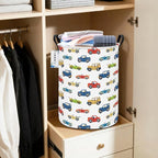 Round Foldable Kids' Racing Cars Laundry Hamper Boys Gift Basket Vehicles - Image 5