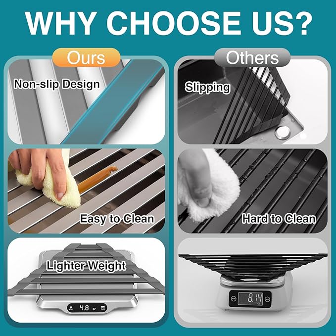 Corner Sink Drying Rack, Heat Resistant Roll Up Mat - Image 2
