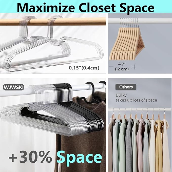 Clothes Hangers 30 Pack, Non-slip Short Neck Hanger - Image 6