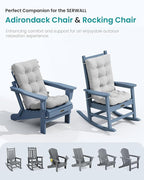 SERWALL HDPE Outdoor Rocking Chair Cushion Set of 2, Memory Foam Cushion Gray - Image 8