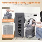 2 Pack Laundry Basket with Wheels, 90L Rolling Laundry Hamper with Wheels - Image 5
