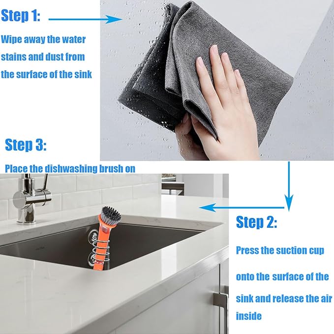Soap Dispensing Palm Brush Holder Sink Sponge Dish Brush Holder - Image 2