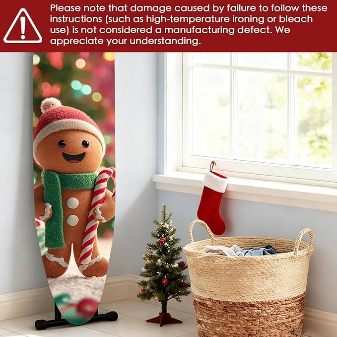 Nuxovilar Ironing Board Covers Winter Gingerbread Man Pattern Polyester 15x54 - Image 6
