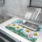Spring Summer Daisy Flowers Dish Drying Mat - Image 5