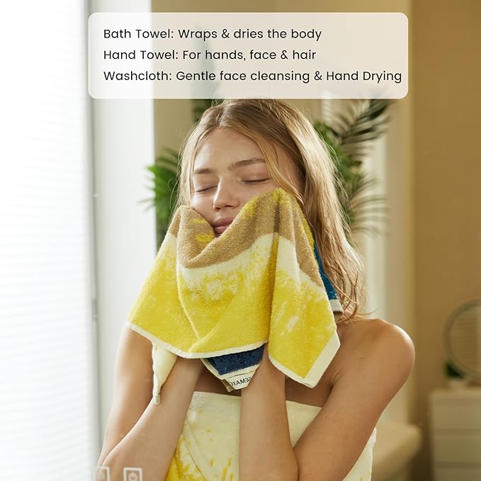 SEMAXE Colorful Bath Towel Set, 100% Cotton Bathroom Towels - Image 7