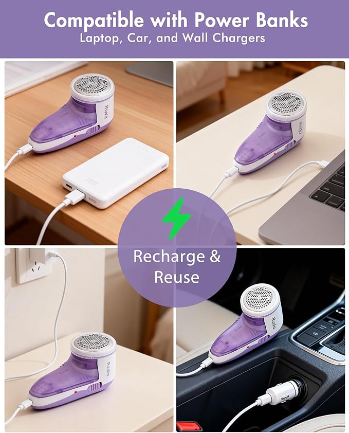 Ruidla Fabric Shaver Lint Shaver Defuzzer, Electric Lint Remover, Rechargeable - Image 8