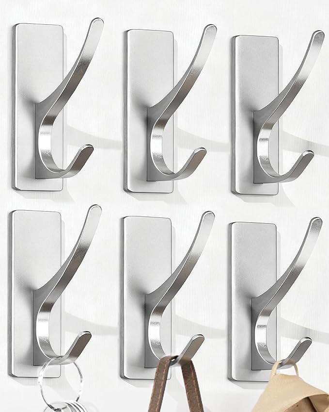 pickpiff Stick on Hooks for Hanging, Extra Sticky 6KG, Coat Hook on Door for by pickpiff