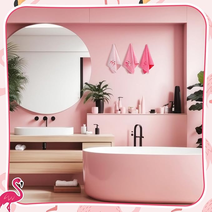 3 Pack Pink Flamingo Hand Towels - Image 6