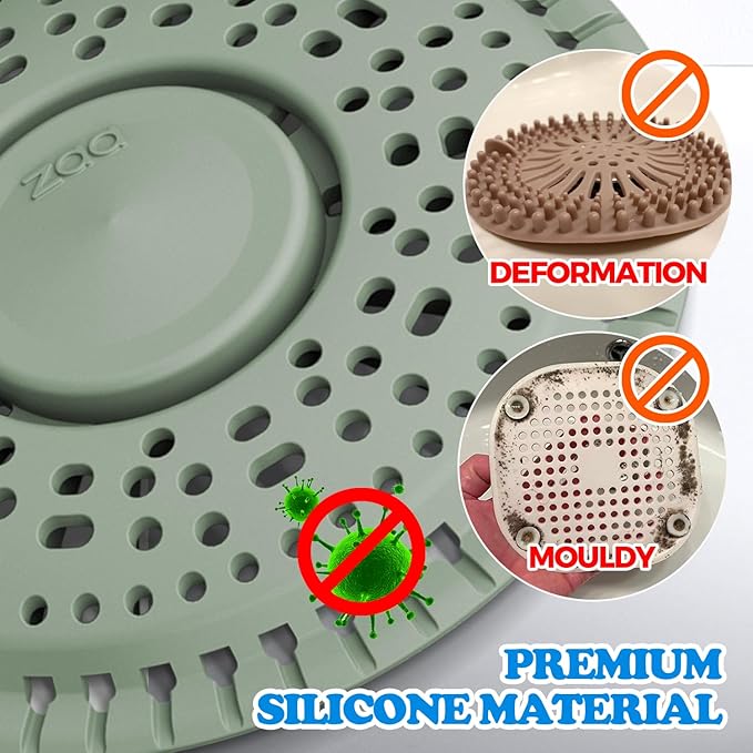 zaa Shower Drain Hair Catcher, 2 Pack Premium Silicone Drain Protector & Shower - Image 4