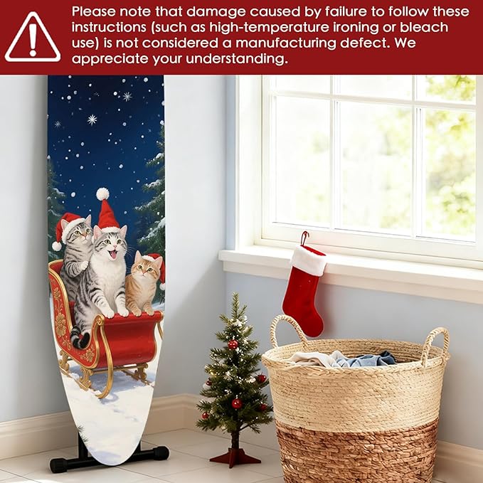 Nuxovilar Ironing Board Covers Winter Cats in Sleigh Pattern Polyester 15x54 - Image 6