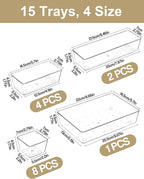 15Pcs Clear Plastic Drawer Organizers Set, 4size makeup drawer organizer trays - Image 3