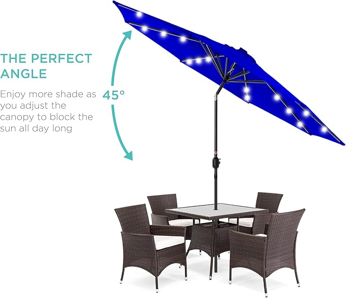 Best Choice Products 10ft Solar Polyester LED Lighted Patio Umbrella w/Tilt Adjustment and UV-Resistant Fabric - Image 2