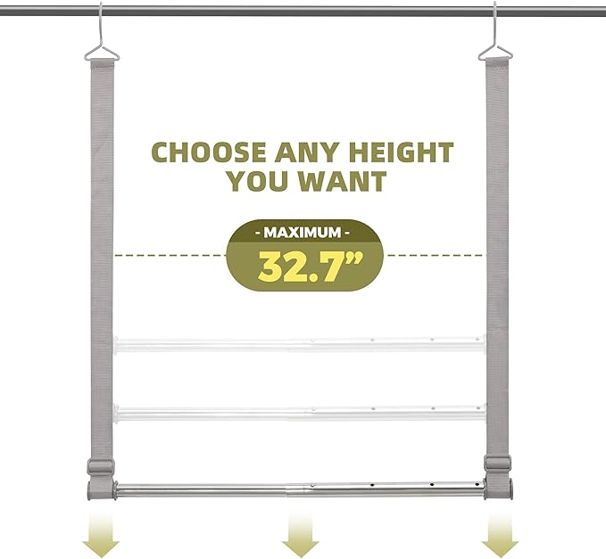 Hanging Closet Rod, 17-28In Width and Up to 32In Height Closet Extender - Image 4