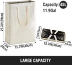 Slim Laundry Hamper with Adjustable Long Handles, 45L Small Laundry Baskets - Image 5