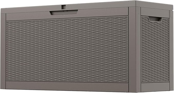 Outdoor Storage Box, Resin Deck Boxes Indoor and outdoor, Waterproof Storage Box Lockable Lid (Grey,70 Gallon) by NBYSGO