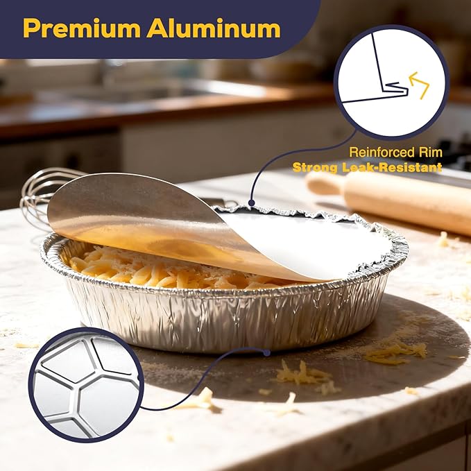Fit Meal Prep 50 Pack 8” Round Aluminum Foil Pans - Image 3