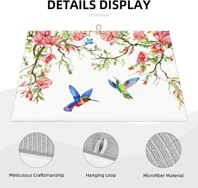 Hummingbird Butterfly Magnolia Dish Drying Mat 18x24 - Image 3