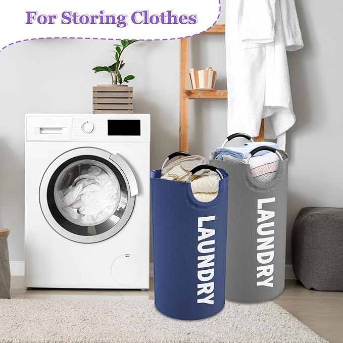 2Pack 95L Big Clothes Hamper for Family, Collapsible Laundry Baskets - Image 4