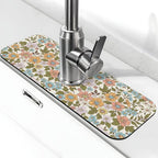 Faucet Draining Mat For Kitchen Sink, Colorful Flowers Floral Diatom Mud by indokyeyqaz