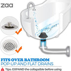 zaa Bathtub Drain Hair Catcher, Premium Silicone Collapsible 2 Pack Drain - Image 3