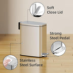 Small Bathroom Trash Can with Lid Soft Close, Step Pedal, 6L / 1.6 Gal - Image 4