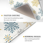 Winter Dish Drying Mat for Kitchen Counter Blue Golden Snowflake Holiday Xmas - Image 3