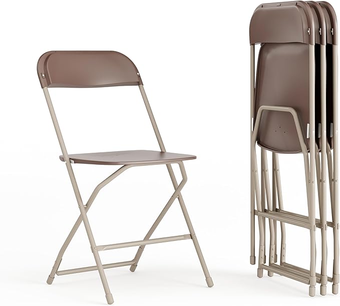 Flash Furniture Hercules Series Plastic Folding Chair - Brown - 4 Pack 650LB Weight Capacity Comfortable Event Chair-Lightweight Folding Chair by FlashFurniture