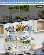 3 Tier Extra Large Over The Sink Dish Drying Rack, Expandable Stainless Steel - Image 7