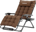 UDPATIO Oversized Zero Gravity Chair 29In XL Patio Reclining Chair with Cushion, Outdoor Folding Recliner with Pillows|Cup Holder|Foot Rest|Padded Headrest, Brown, Support 500LB by UDPATIO