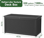 260 Gallon Resin Deck Box, Lockable Patio Outdoor Storage Box for Furniture, Garden Tools and Tools Storage, Waterproof Outside Storage Boxes - Black - Image 7
