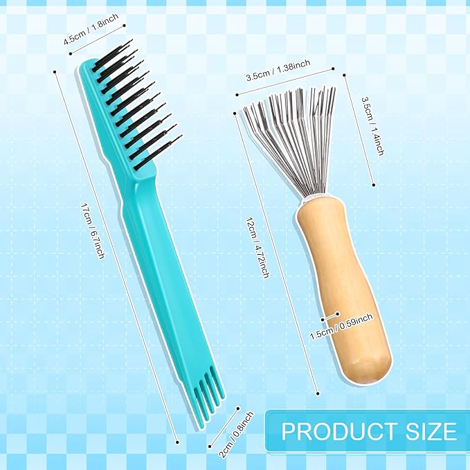 Boao 2 Pieces Hair Brush Cleaning Tool Comb Cleaner Brush Mini Comb Cleaning - Image 3