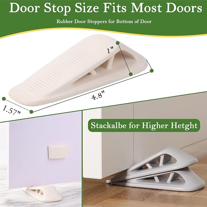 Fursafe&Q Rubber Door Stoppers for Bottom of Door, Door Stop Wedge - Image 2