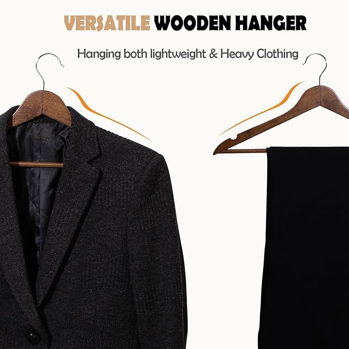 ELONG HOME Solid Wooden Hangers 30 Pack, Wood Suit Hangers - Image 6