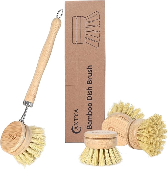 Bamboo Dish Brush with Handle by ANTYA