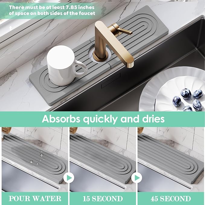 15.7 Inch Long Stone Faucet Mat - Image 4