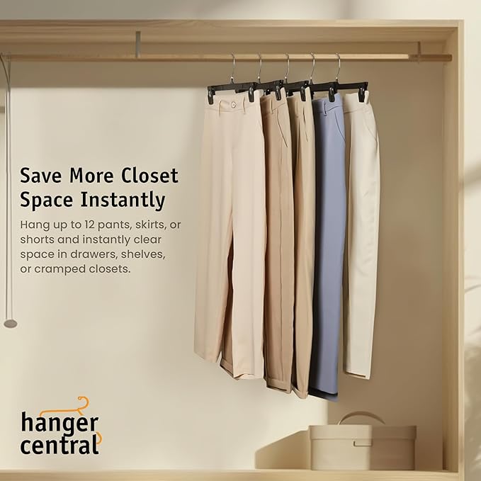 Hanger Central 12 Pack Pants Hangers – 12 Inch Slim Plastic Clothes Hangers - Image 4