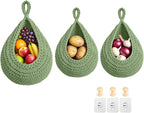 Halidali Hanging Fruit Baskets for Kitchen, 3 Pack Boho Cotton Rope Handwoven by Unknown