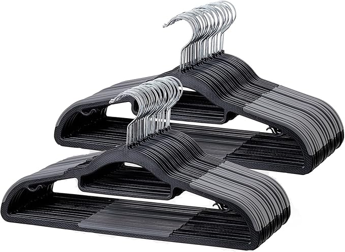 Coat Hangers 50 Pack, Plastic Clothes Hangers Non Slip by Home