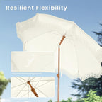 PHI VILLA 7ft Beach Umbrella with Fringe & Sand Anchor, Outdoor Patio Heavy Duty Windproof Portable Tassel Umbrellas for Sand with Push Button Tilt & Carrying Bag, UPF 50+, White(No Base) - Image 4