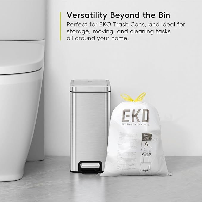 EKO 1.6 Gallon / 3-6 Liter, Extra-Strong Unscented Garbage Bags, Easy-Dispense - Image 3