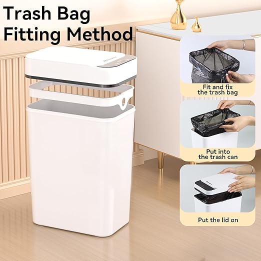 3 Pack Bathroom Trash Can 2.6 Gallon Small Touchless Automatic Motion Sensor - Image 5