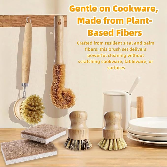 Natural Bamboo Dish Brush Set - Image 5