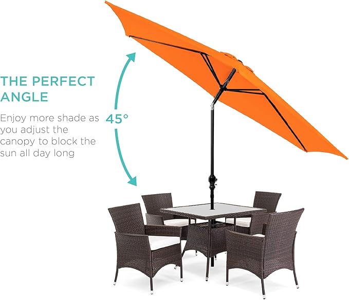 Best Choice Products 10ft Outdoor Table Compatible Steel Polyester Market Patio Umbrella w/Crank and Easy Push Button Tilt - Image 2