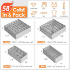 Criusia 6 Pack Sock Underwear Drawer Organizer Dividers, 58 Cell Foldable - Image 4