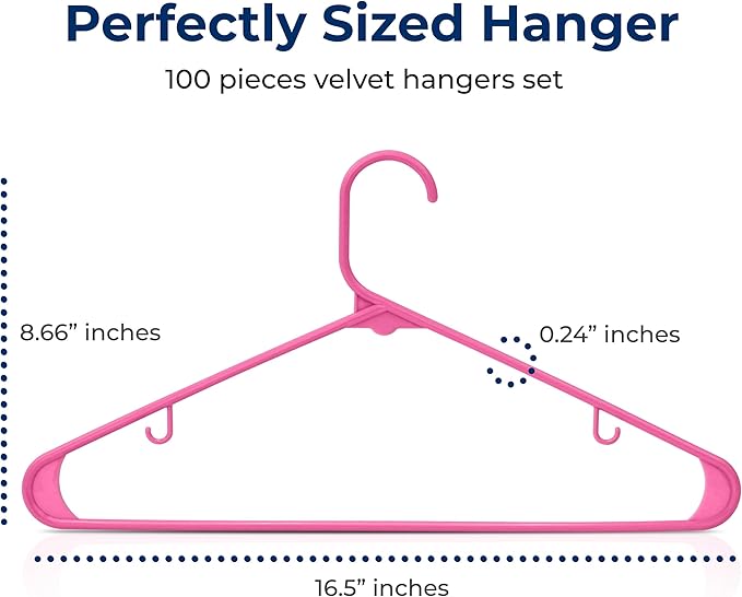 SereneLife 100-Piece Plastic Shirt Hangers – Non-Slip, Heavy Duty Clothing - Image 2