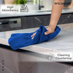 Encasa XO Kitchen Dish Towels Set | Blue | Waffle Weave and Flat Hand Tea Towel - Image 2